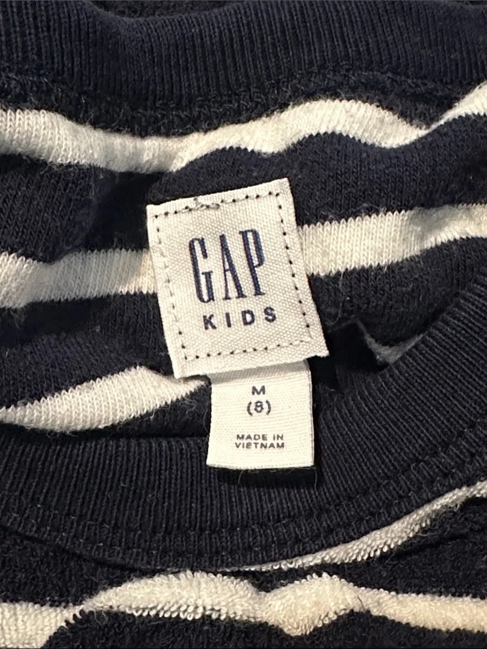 GAP Girl’s Navy and White Striped Sweater with Rainbow Patch